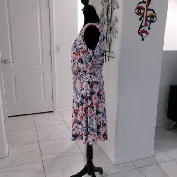 Ralph Lauren Floral Print Ruched Side Stretch Jersey Sleeveless Dress 6 - Picture 10 of 15